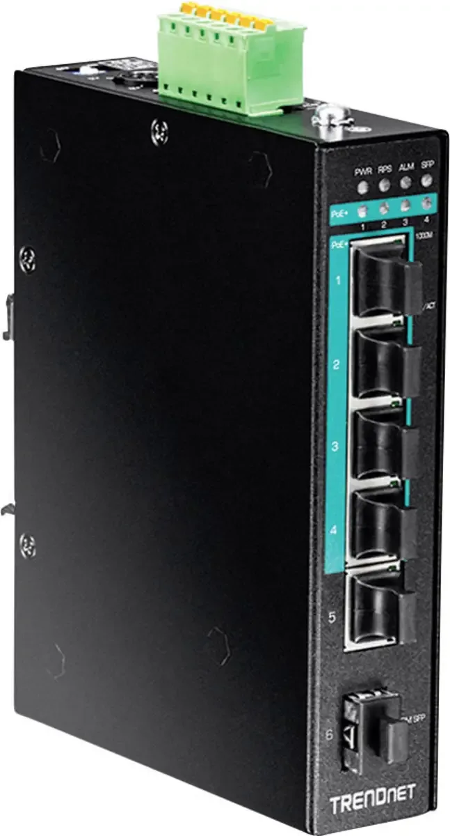 TrendNet 21.22.1191 TI-PG541 Industrial Ethernet Switch 10 / 100 / 1000 MBit/s från TRENDnet i Svart – produktbild