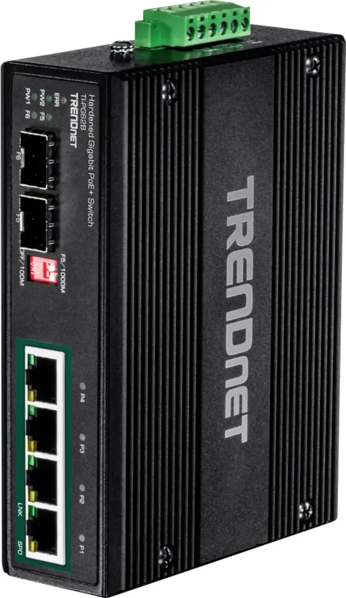 TrendNet 21.22.1288 TI-PG62B Industrial Ethernet Switch 10 / 100 / 1000 MBit/s de TRENDnet en Noir – photo produit