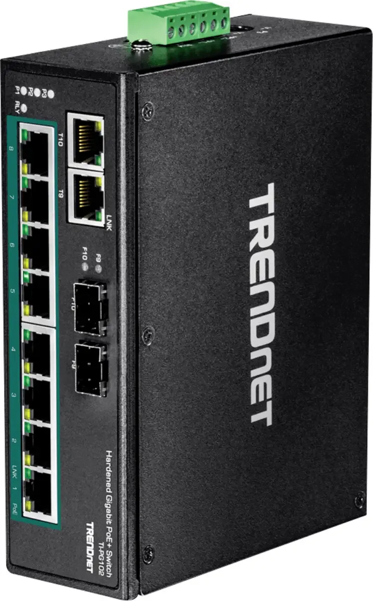 TrendNet 21.22.1289 TI-PG102 Industrial Ethernet Switch de TRENDnet en Noir – photo produit