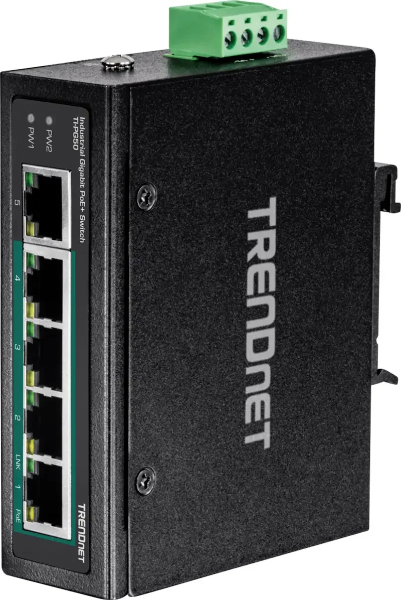 TrendNet 21.22.1454 TI-PG50 Industrial Ethernet Switch 10 / 100 / 1000 MBit/s de TRENDnet en Noir – photo produit