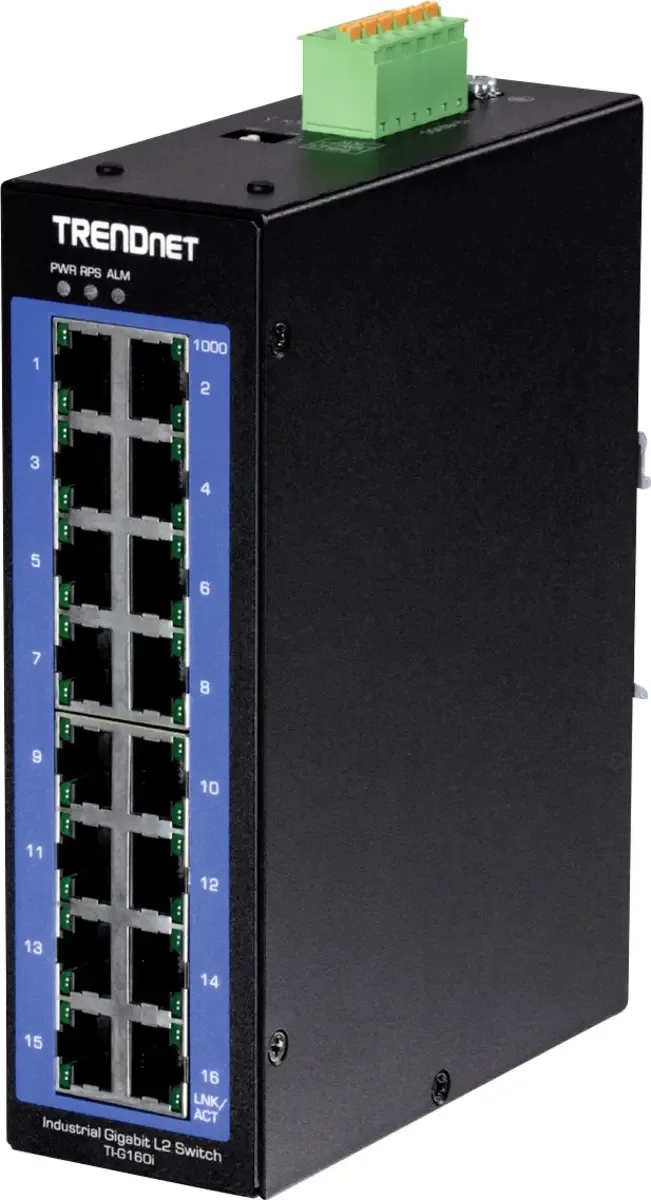 TrendNet 21.22.1459 TI-G160i Industrial Ethernet Switch 32 Gbit/s de TRENDnet en Noir – photo produit