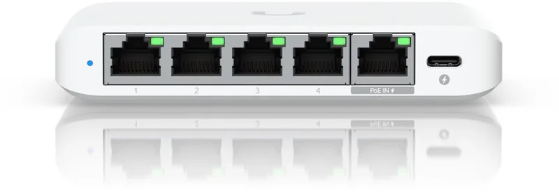 Flex Mini - Netwerkswitch - 5 Poorten - Managed - PoE - 2.5 Gbps de Ubiquiti en Blanc – photo produit