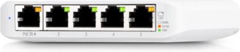 Switch FLEX Mini - Fully Managed Netwerkswitch - 5 poorten von Ubiquiti in Weiß – Produktfoto