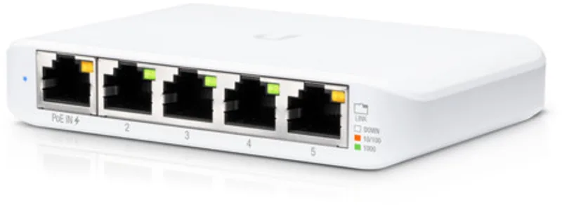 Switch FLEX Mini - Netwerkswitch - Managed - Power over Ethernet (POE) von Ubiquiti in Weiß – Produktfoto