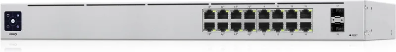 USW-16-POE - Fully Managed Netwerkswitch - 16 poorten - 42W PoE från Ubiquiti i Grå – produktbild