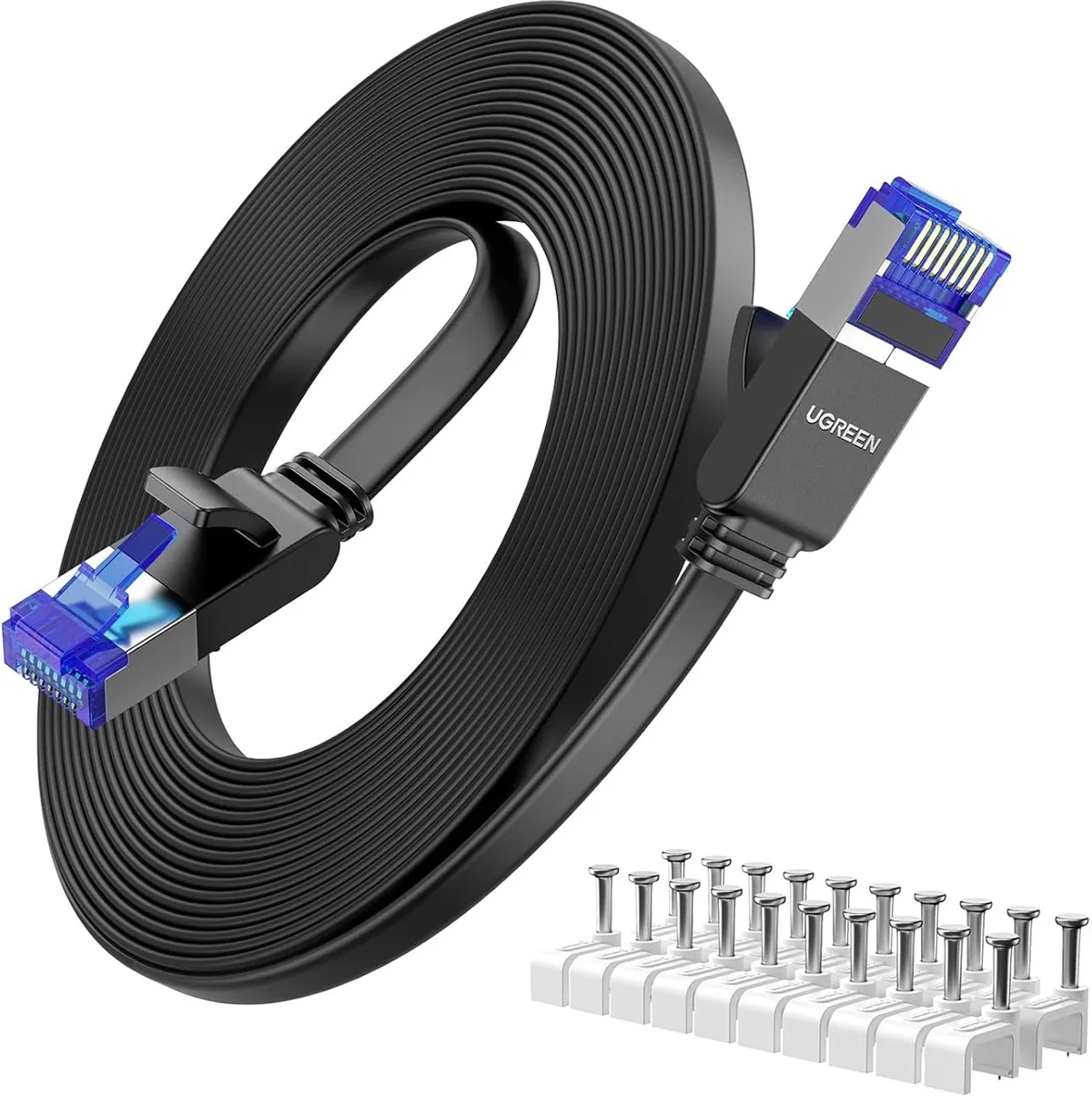 Cat 8 LAN Kabel 15m - 40Gbps, 2000MHz, Plat & Dun de UGREEN – photo produit