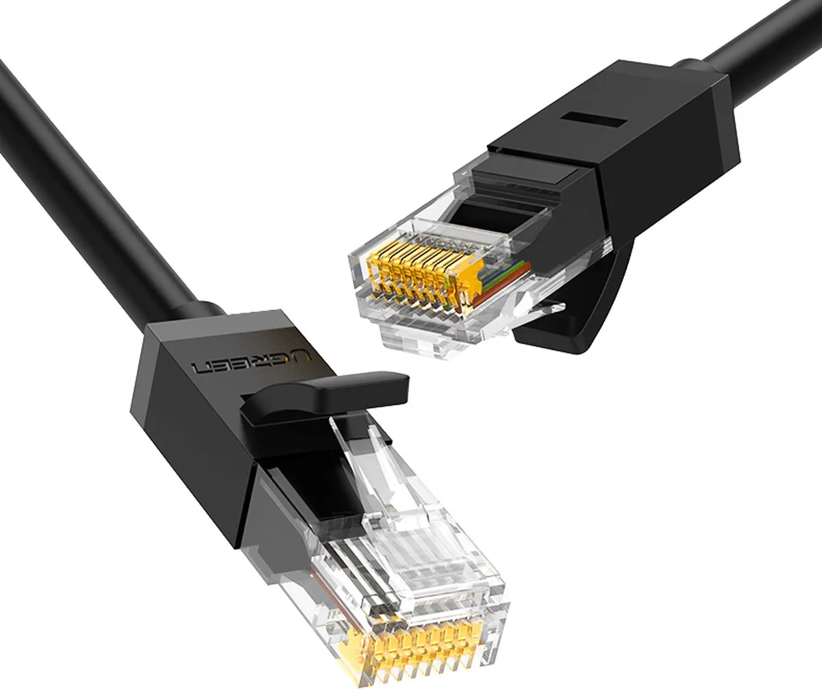 Internetkabel 3 meter | CAT 6 | RJ45 | 1000Mbps van UGREEN in Zwart – productfoto