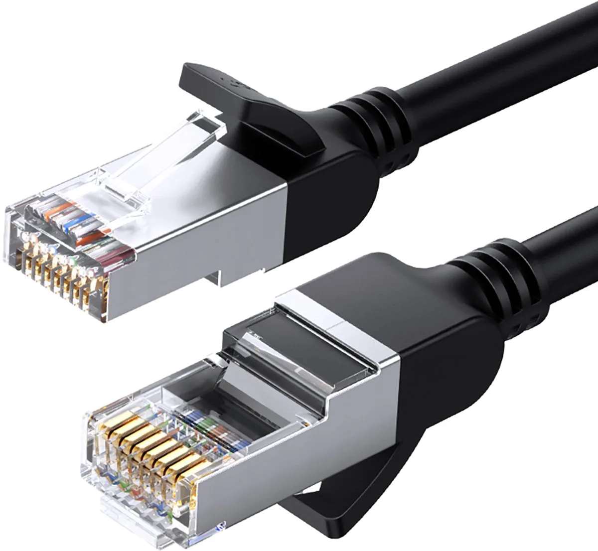 Internetkabel - Ethernet kabel - Cat6 - Tot 1000 Mbps - 0,5 Meter - Ronde kabel van UGREEN in Zwart – productfoto