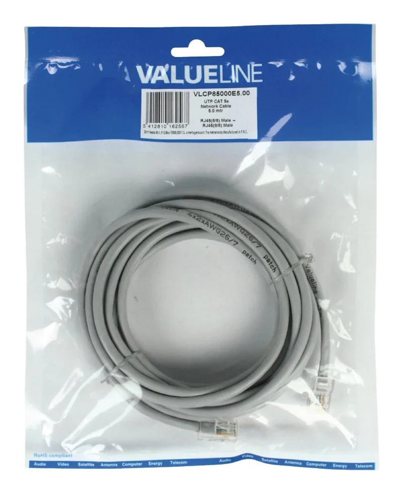UTP CAT 5e netwerk kabel 0,50 m by Valueline in Grey – product photo