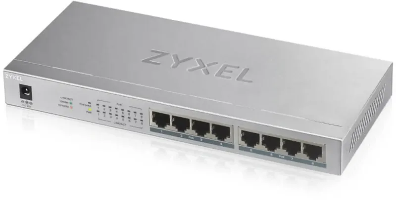 GS1008-HP Netwerk switch 8 poorten 2000 MBit/s PoE-functie från Zyxel i Silver – produktbild