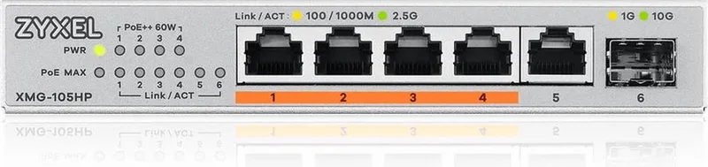 Switch XMG-105 5 Port 10/2,5G Mu från Zyxel i Silver – produktbild